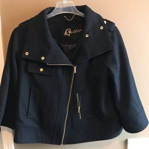 Guess black coat with gold zipper